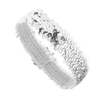Unique Bargains 1 Pc Durable Headband Dancing Sequins Headband for Sport Silver Tone