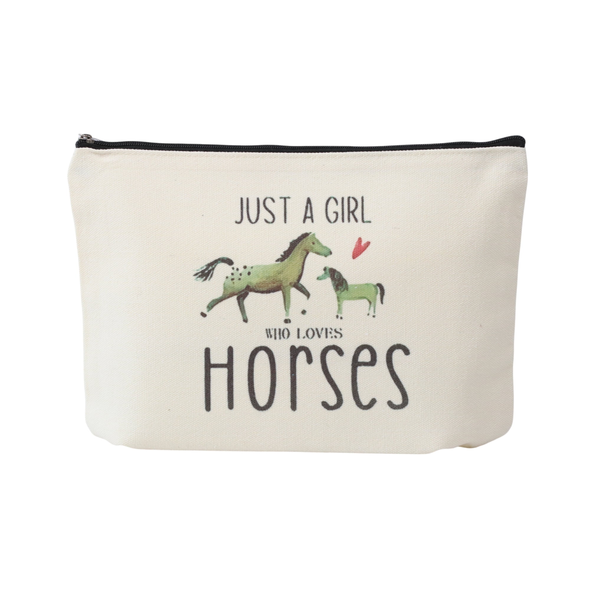 Unique Bargains 1 Pc Durable Horse Pattern Makeup Bag in Beige Color for Women and Teens