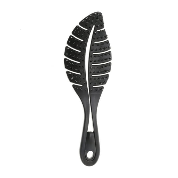 Unique Bargains 1 Pc Durable Leaf Shape Hair Brush for Curly Straight Wavy Hair Plastic Black