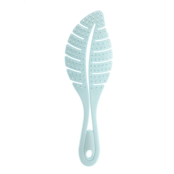 Unique Bargains 1 Pc Durable Leaf Shape Hair Brush for Curly Straight Wavy Hair Plastic Blue