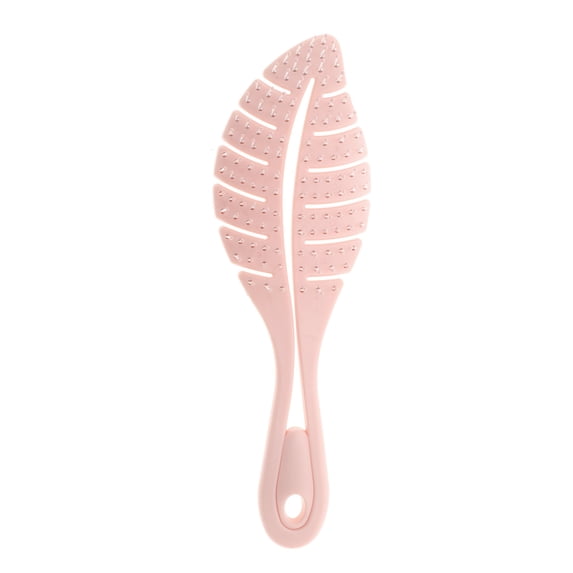 Unique Bargains 1 Pc Durable Leaf Shape Hair Brush for Curly Straight Wavy Hair Plastic Pink