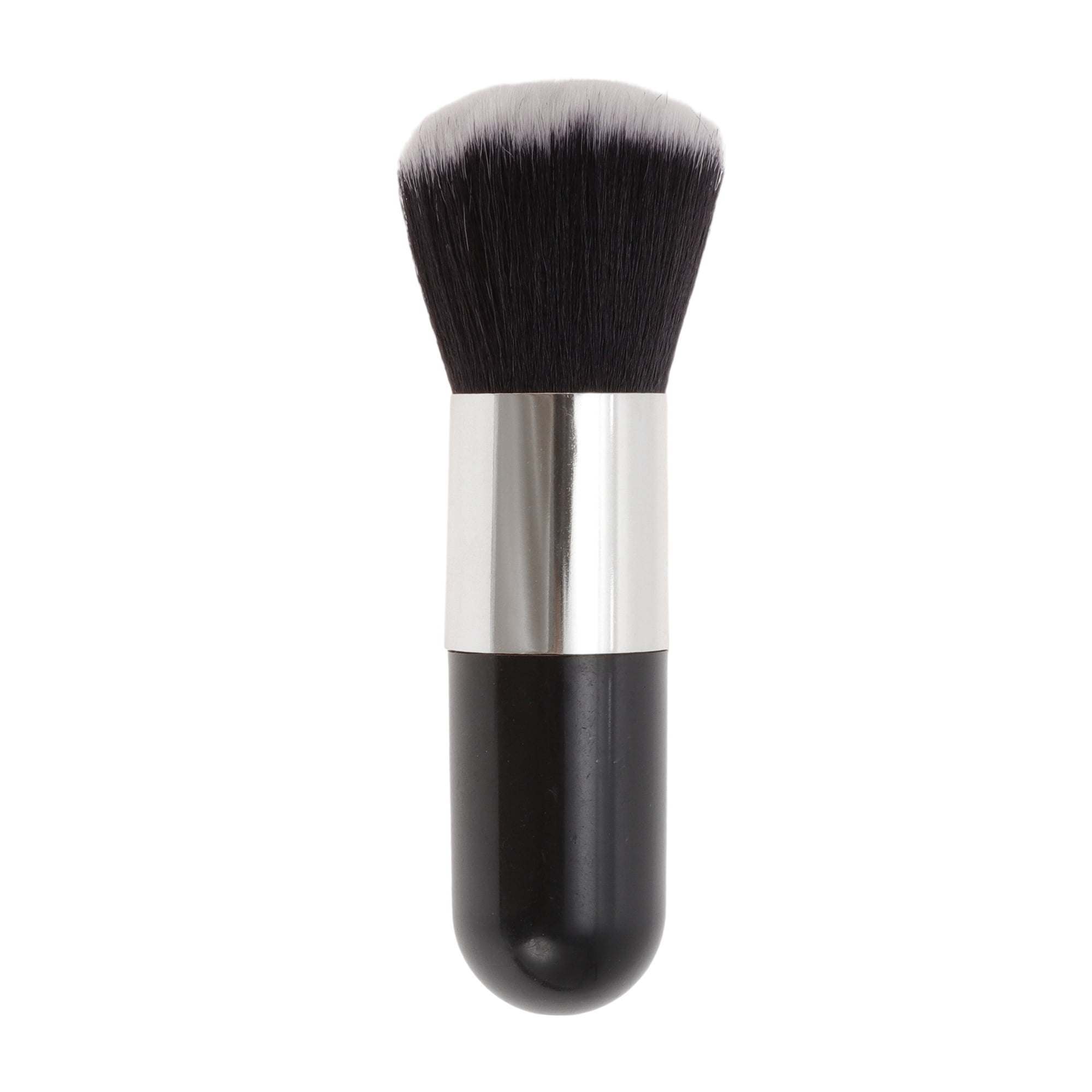 Unique Bargains 1 Pc Durable Lightweight Cosmetic Brush for Travel Black Silver Tone Large