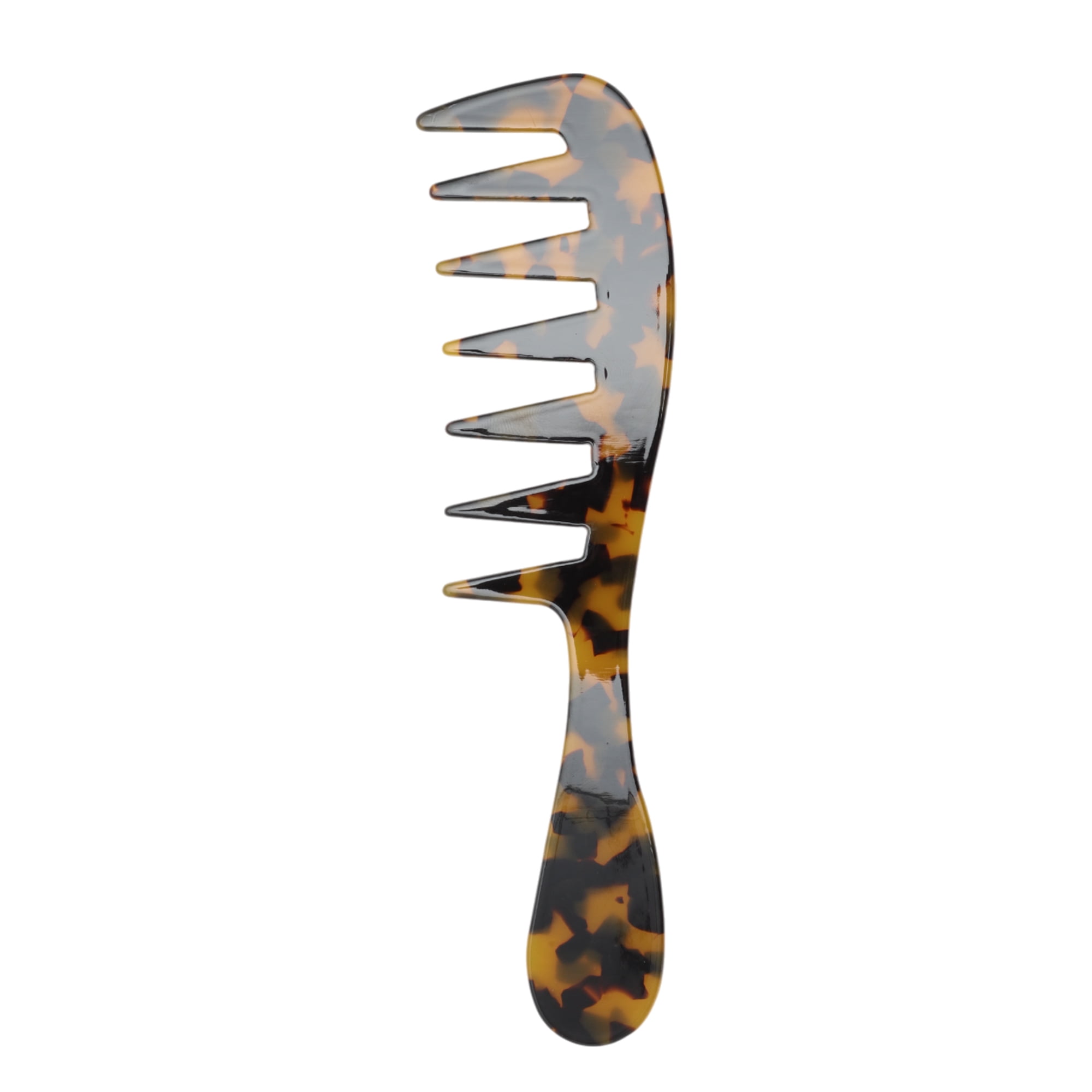 Unique Bargains 1 Pc Durable Long Handle Wide Tooth Comb Tortoiseshell Color