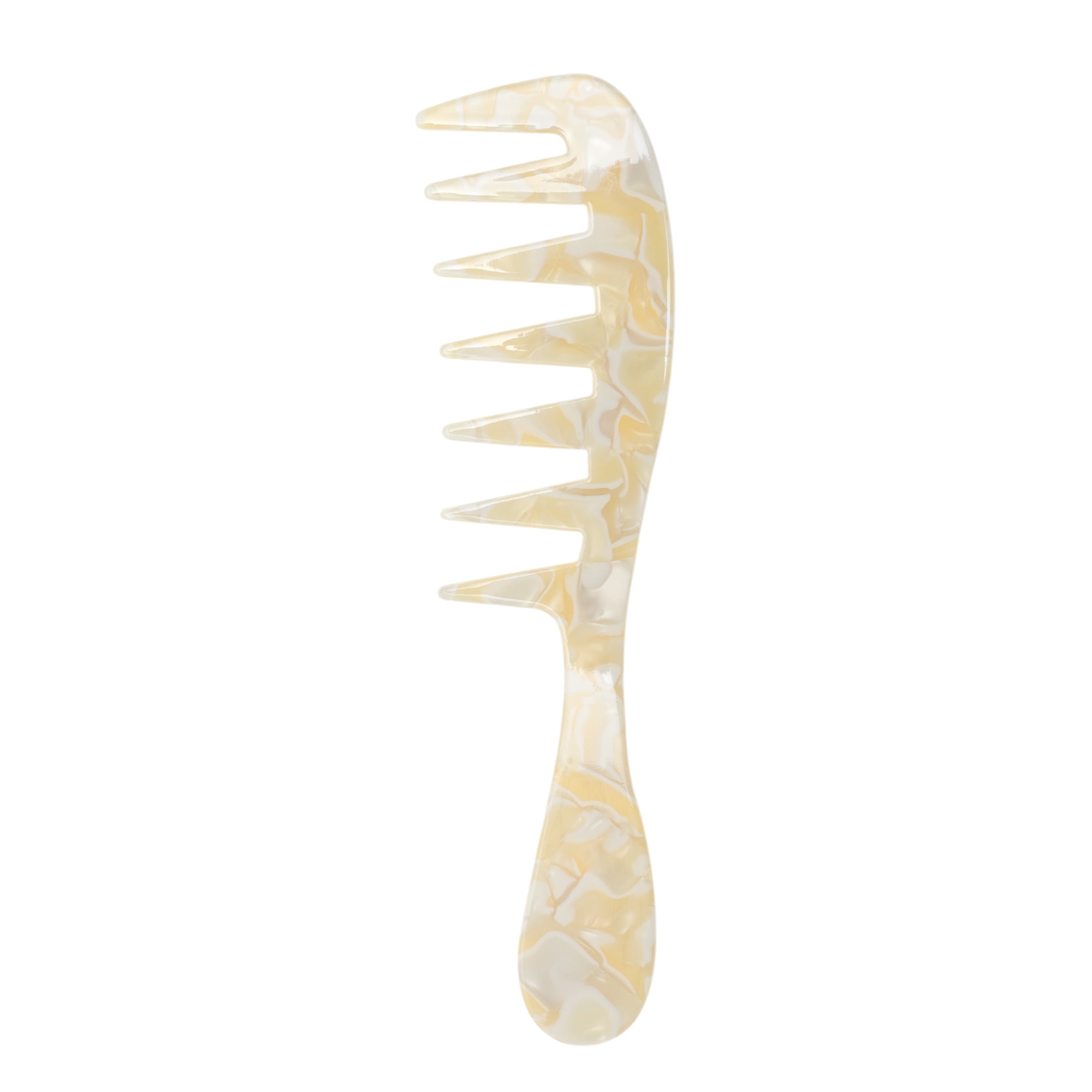 Unique Bargains 1 Pc Durable Long Handle Wide Tooth Comb for All Hair Types Care Yellow