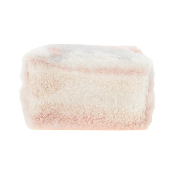 Unique Bargains 1 Pc Durable Makeup Bag White Pink Fleece