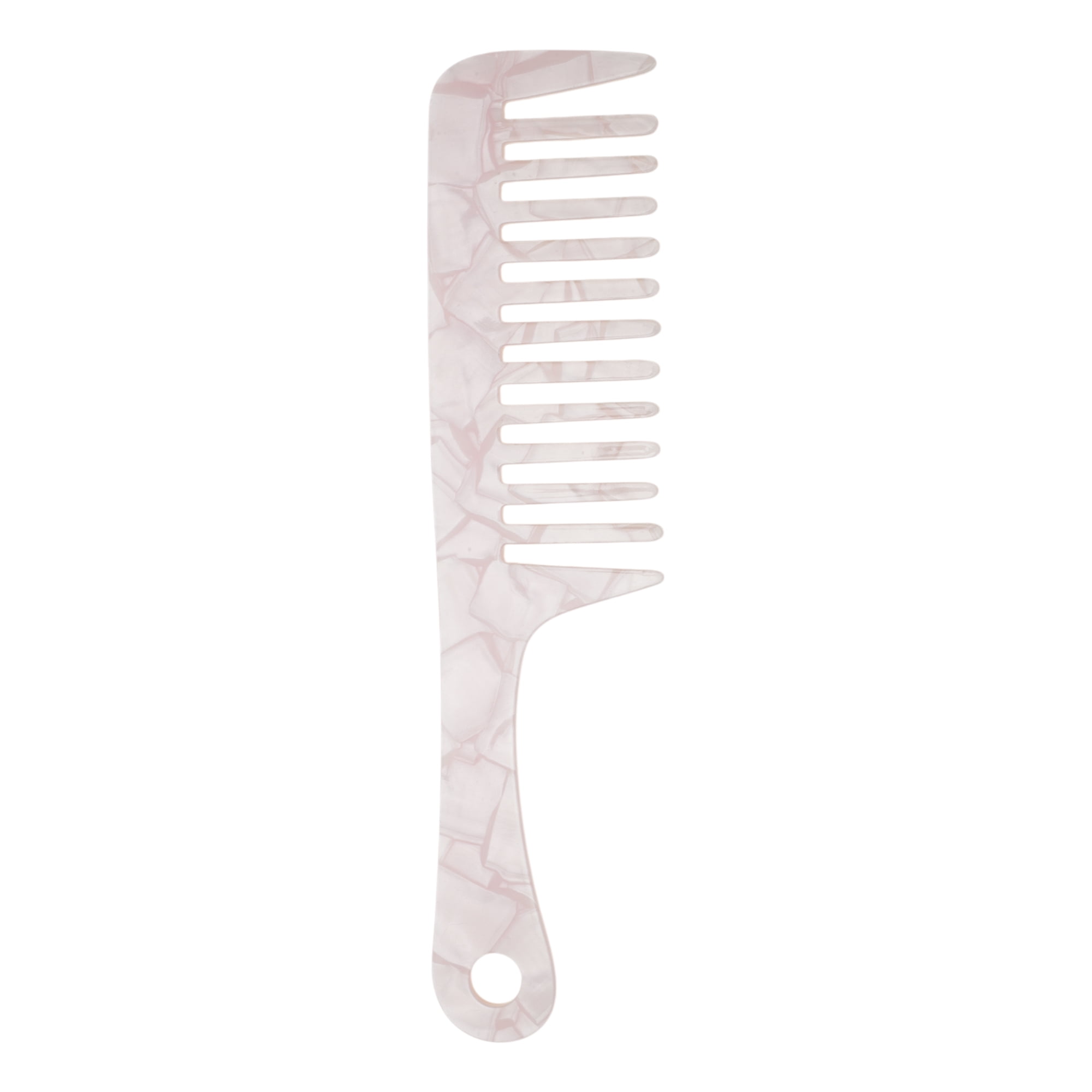 Unique Bargains 1 Pc Durable Marble Handle Hair Comb for All Hair Types Styles White