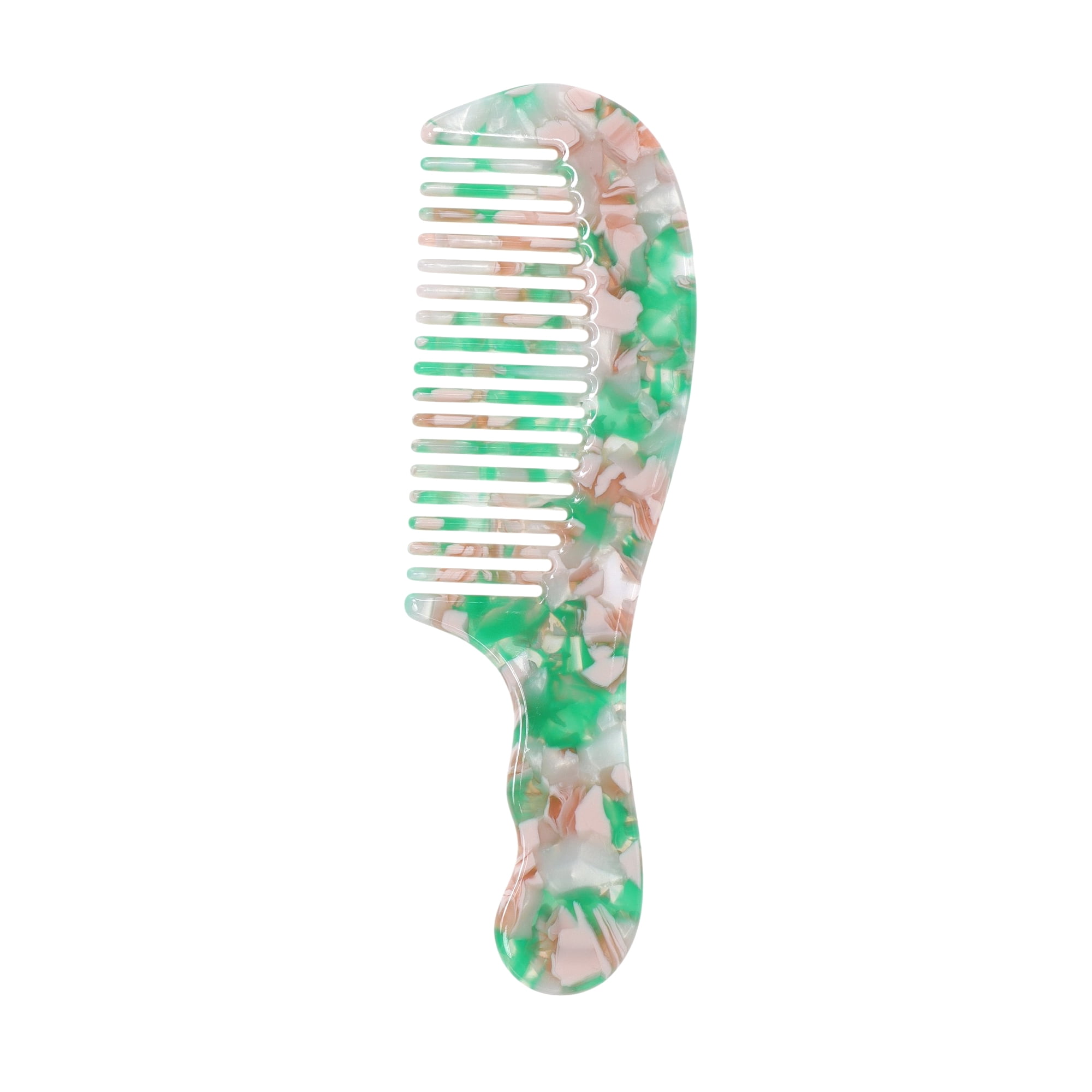 Unique Bargains 1 Pc Durable Marble Texture Large Tooth Comb for All Hair Types Green