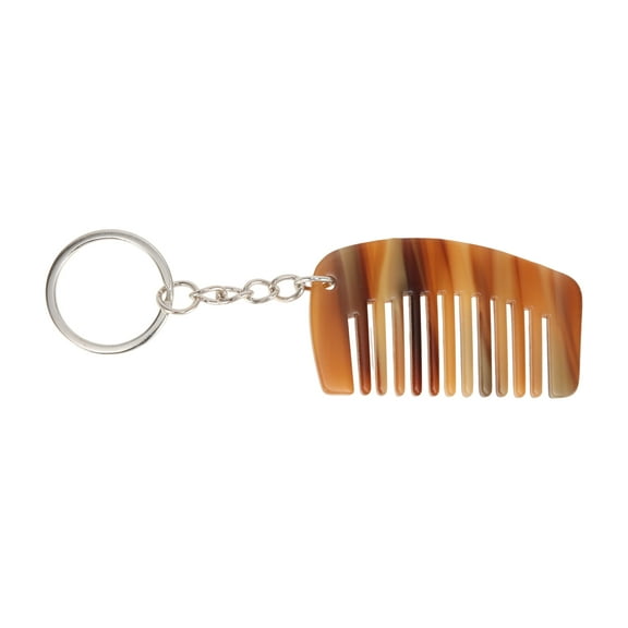 Unique Bargains 1 Pc Durable Mini Keychain Hair Comb Brown Acetate Sheet