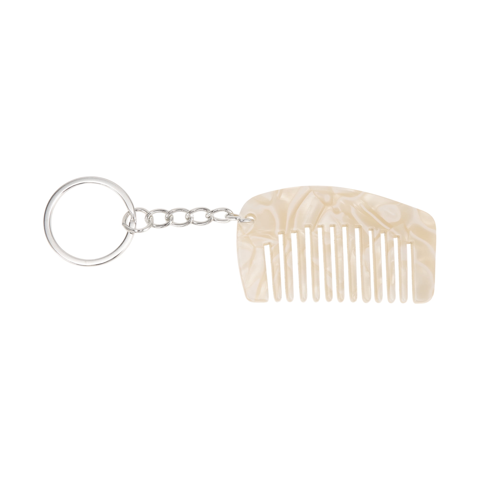 Unique Bargains 1 Pc Durable Mini Keychain Hair Comb for All Hair Types Styles Beige