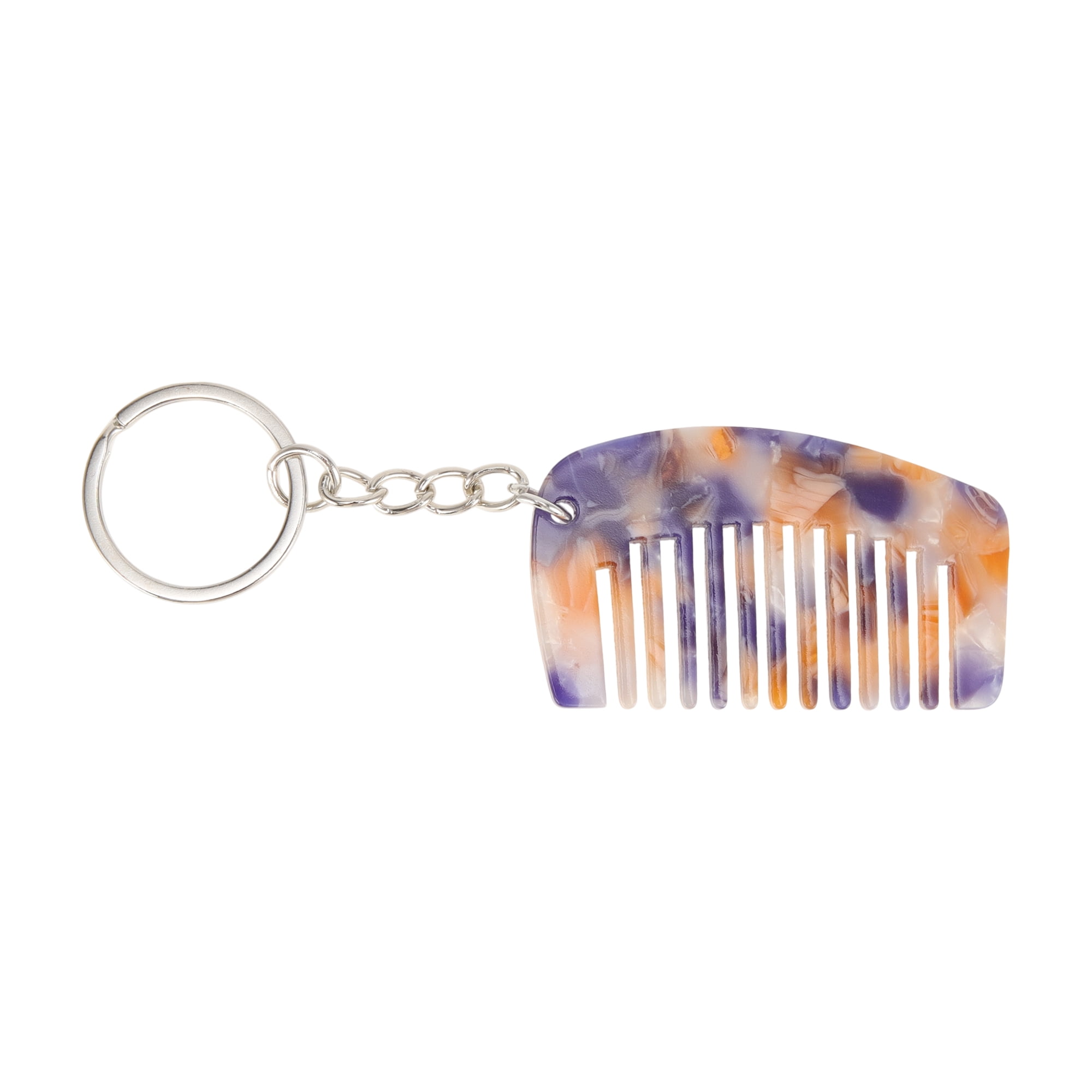 Unique Bargains 1 Pc Durable Mini Keychain Hair Comb for All Hair Types Styles Blue, White