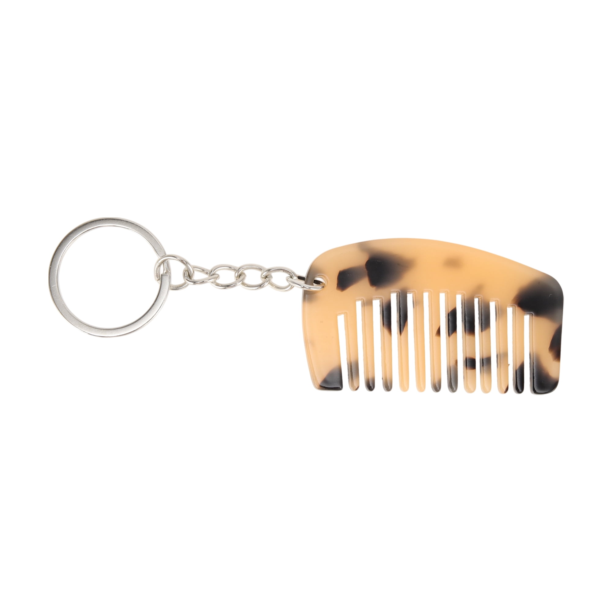 Unique Bargains 1 Pc Durable Mini Keychain Hair Comb for All Hair Types Styles Light Brown