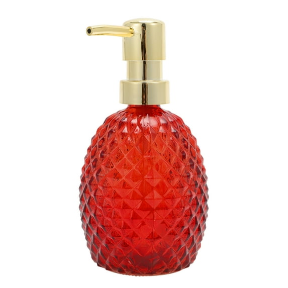 Unique Bargains 1 Pc Durable Pineapple-shaped Soap Dispenser 11.84oz Red Gold Tone