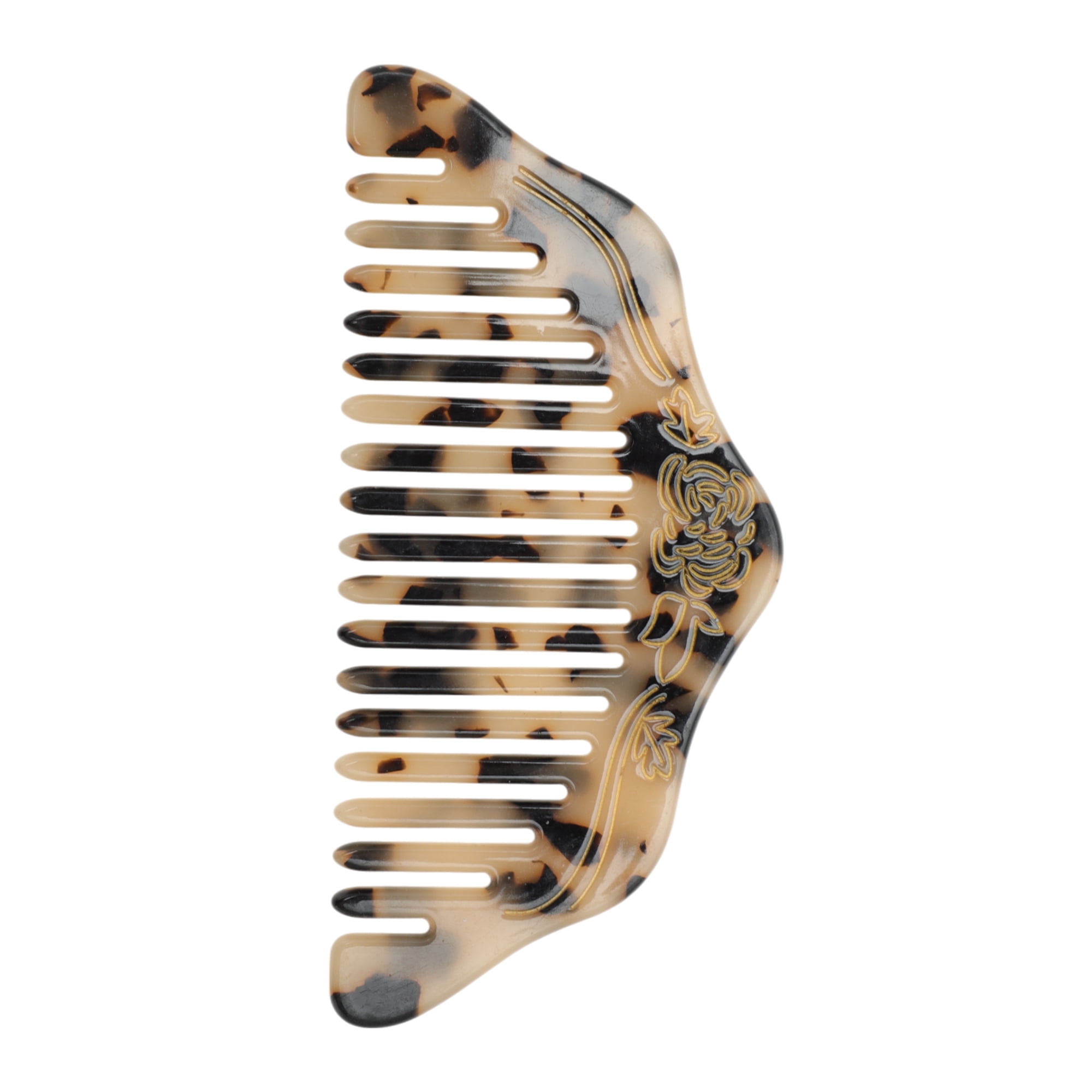Unique Bargains 1 Pc Durable Portable Floral Hair Comb for Making Hair Smooth Beige Black