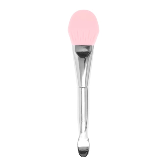 Unique Bargains 1 Pc Durable Rhombus Stripe Facial Mask Brush Bright Silver Tone Pink