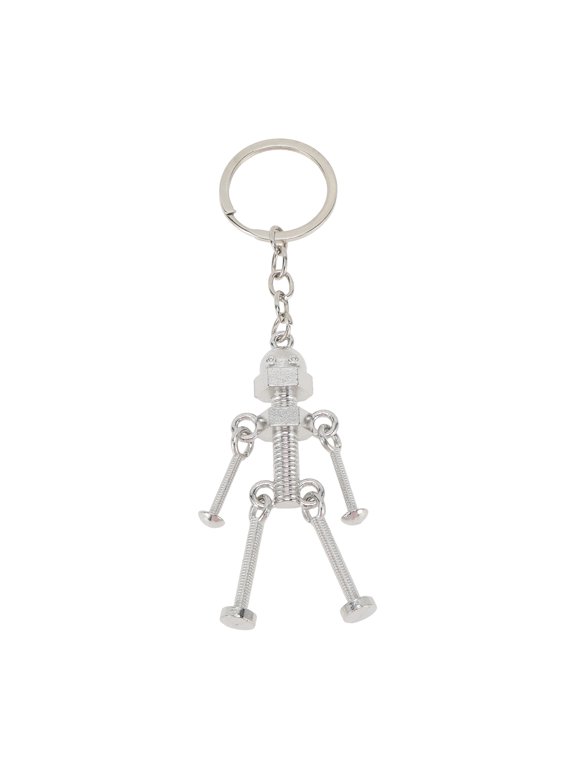 1 Pc Durable Robot Keychain Silver Tone Zinc Alloy