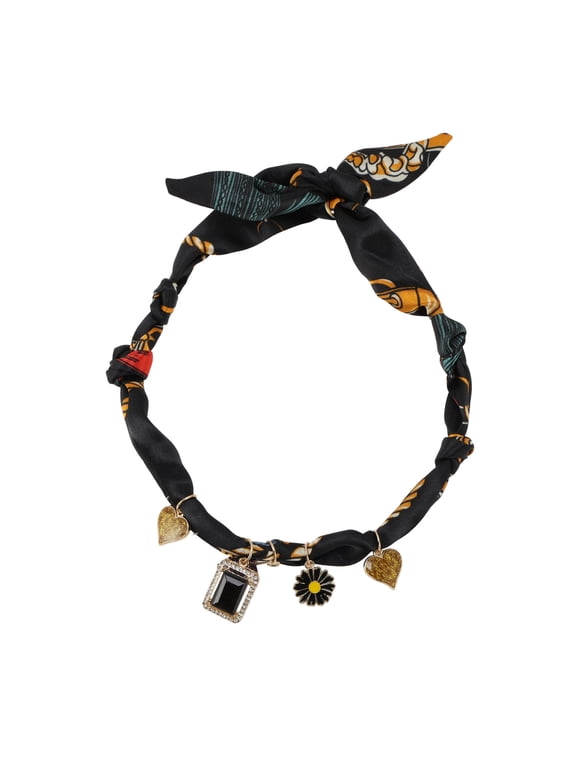 1 Pc Durable Scarf Necklace with Charm Adjustable Tie Statement Choker for Women Black Brown