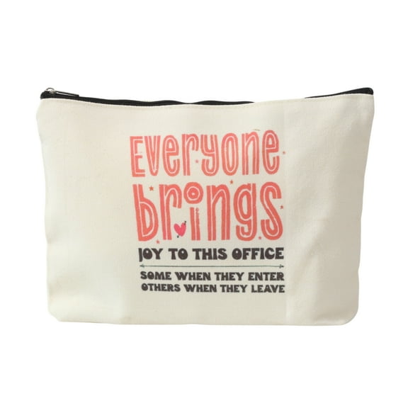 Unique Bargains 1 Pc Durable Slogan Print Makeup Bag Beige Canvas