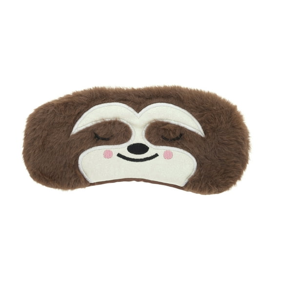 Unique Bargains 1 Pc Durable Sloth Eye Mask for Travel Coffee Color Fleece