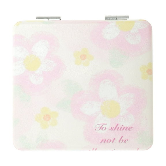 Unique Bargains 1 Pc Durable Square Shape Handheld Mirror for Travel Pink Glass