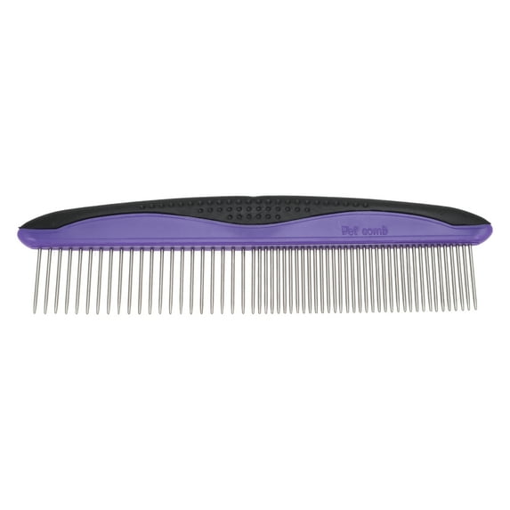 Unique Bargains 1 Pc Durable Straight Row Pet Grooming Brush for Pet 7.2"x1.85" Black Purple