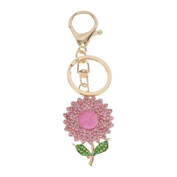Unique Bargains 1 Pc Durable Sunflower Set with Diamonds Handbag Charm Decorative Keychain Pink