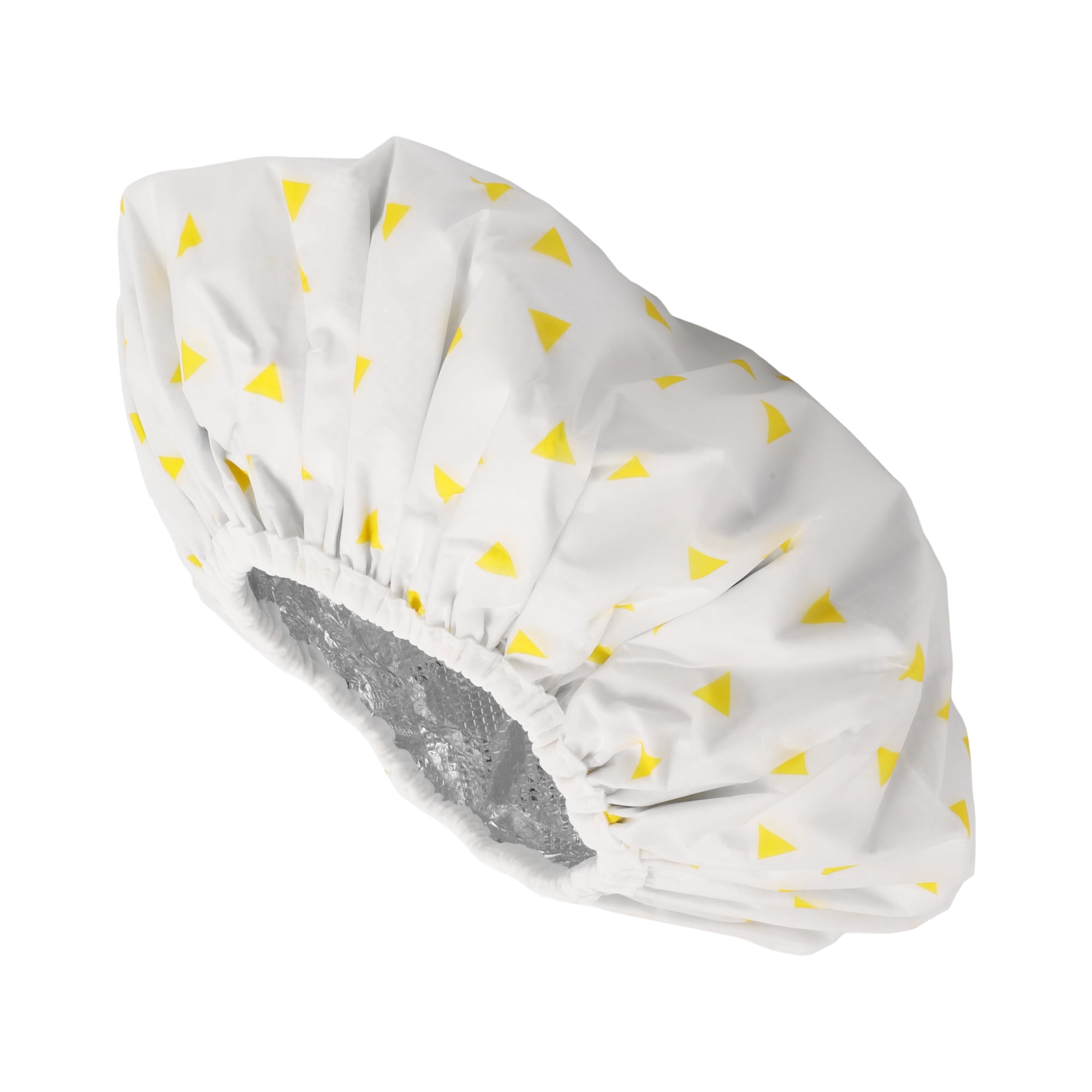 Unique Bargains 1 Pc Durable Triangle Shower Cap for Bathroom Vacation Hotel Travel Yellow