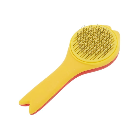 Unique Bargains 1 Pc Durable V Shape Tail Pet Grooming Brush for Dog for Cat 7.87"x3.07"x1.97" Gold Tone Red