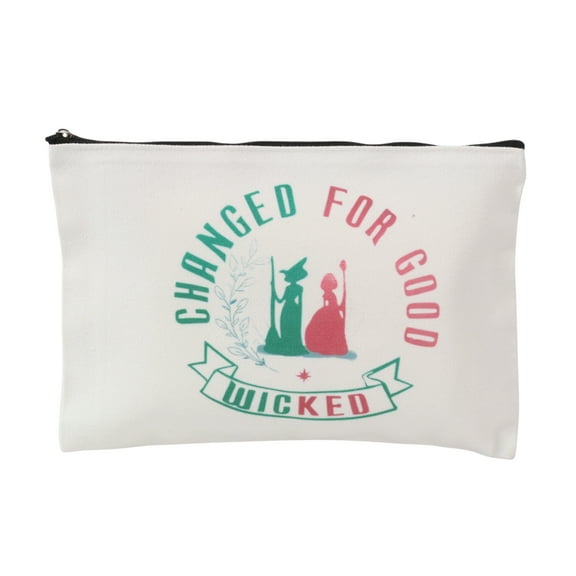 Unique Bargains 1 Pc Durable Witch Pattern Makeup Bag White Canvas