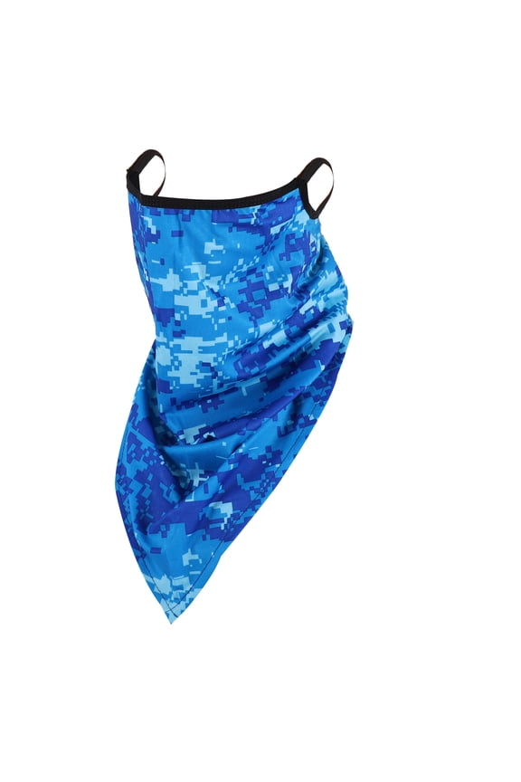 1 Pc Earloop Neck Gaiter Camouflage Triangle Scarf Mask Bandana Blue