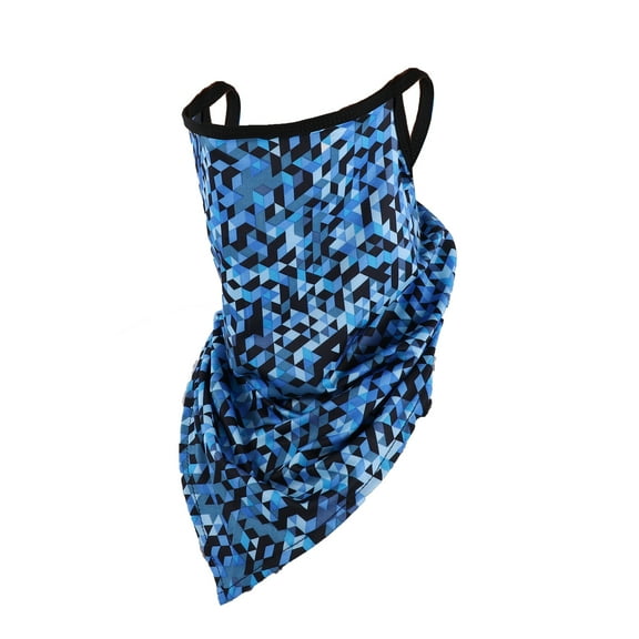 Unique Bargains 1 Pc Earloop Neck Gaiter Geometric Triangle Scarf Mask Bandana Dark Blue