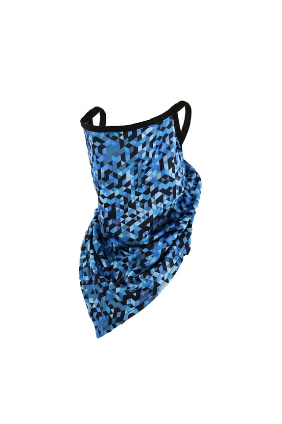1 Pc Earloop Neck Gaiter Geometric Triangle Scarf Mask Bandana Dark Blue