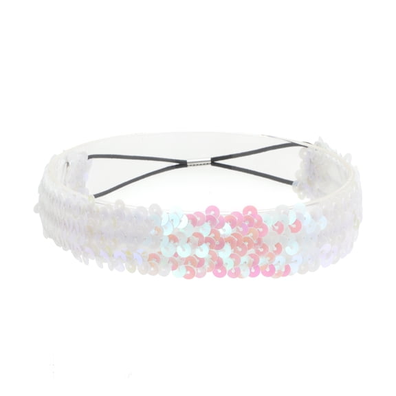 Unique Bargains 1 Pc Elastic Band Sequins Headbands for Women White