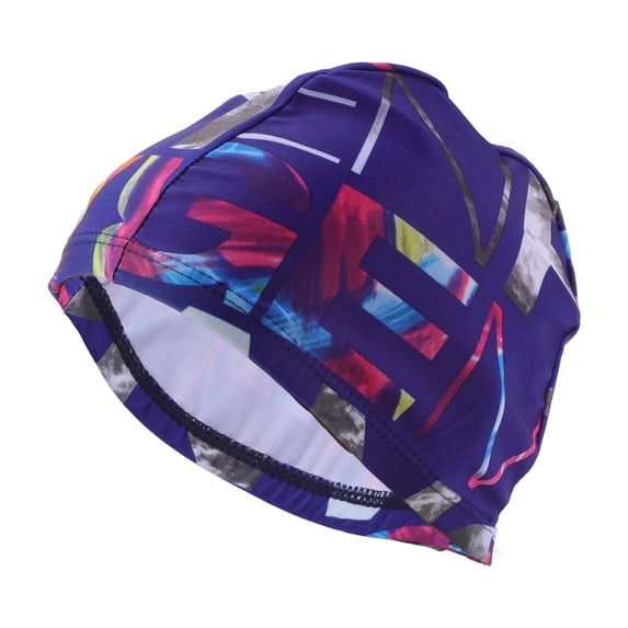 Unique Bargains 1 Pc Elasticity Word Pattern Swim Cap 5.91"x8.27" Blue