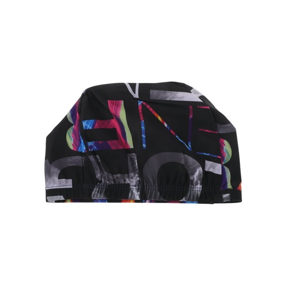 Unique Bargains 1 Pc Elasticity Word Pattern Swim Cap 5.91"x8.27" Gray Black