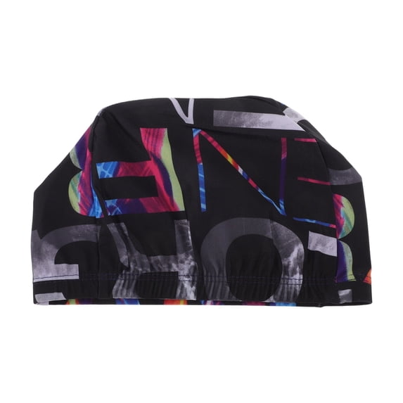 Unique Bargains 1 Pc Elasticity Word Pattern Swim Cap 5.91"x8.27" Gray Black