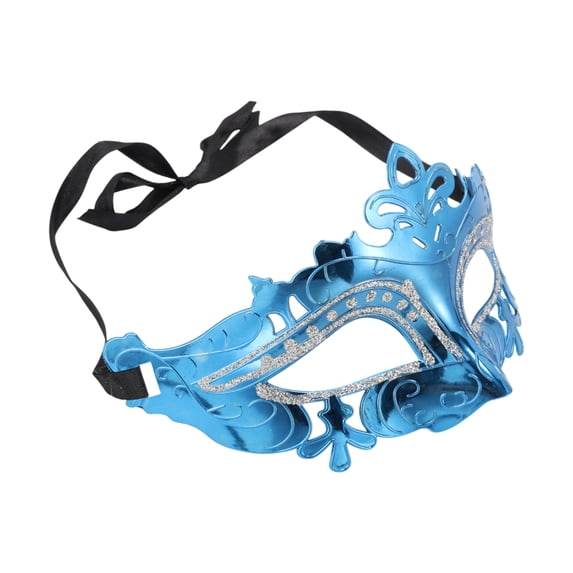 Unique Bargains 1 Pc Electroplated Half-face Party Mask Blue Plastic