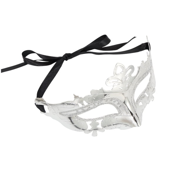 Unique Bargains 1 Pc Electroplated Half-face Party Mask Silver Tone Plastic