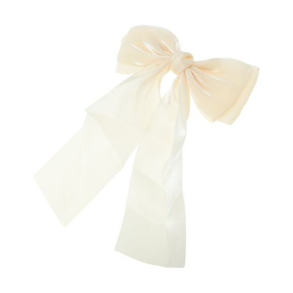 Unique Bargains 1 Pc Elegant Bow Ribbon Duckbill Hair Clips Hairdo Clip Beige