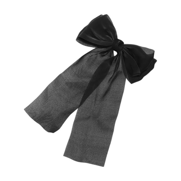Unique Bargains 1 Pc Elegant Bow Ribbon Duckbill Hair Clips Hairdo Clip Black