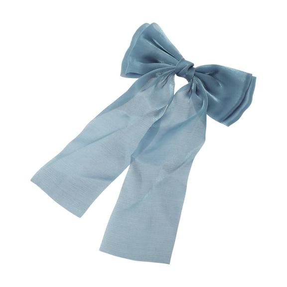 Unique Bargains 1 Pc Elegant Bow Ribbon Duckbill Hair Clips Hairdo Clip Blue Gray