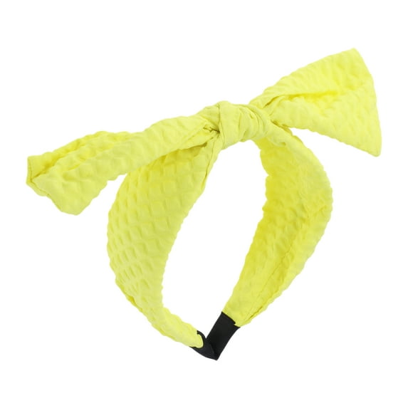 Unique Bargains 1 Pc Elegant Bow Wide Headbands for Women Yellow