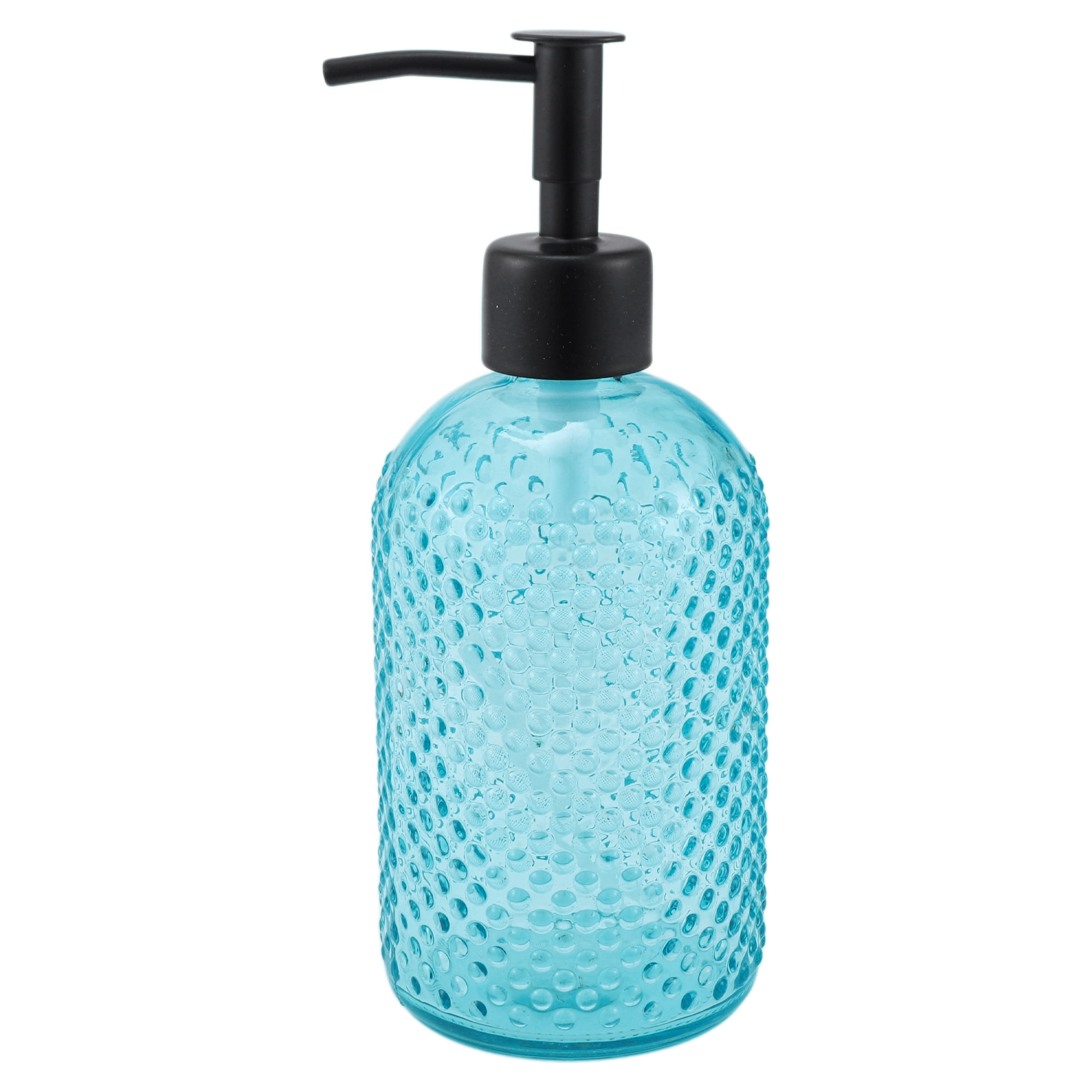 Unique Bargains 1 Pc Elegant Circle Raindrop Pattern Soap Pump Dispenser for Bathroom 13.52oz Blue Black