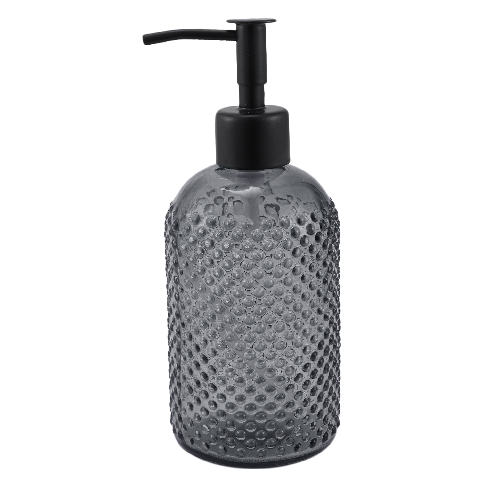 Unique Bargains 1 Pc Elegant Circle Raindrop Pattern Soap Pump Dispenser for Bathroom 13.52oz Gray Black