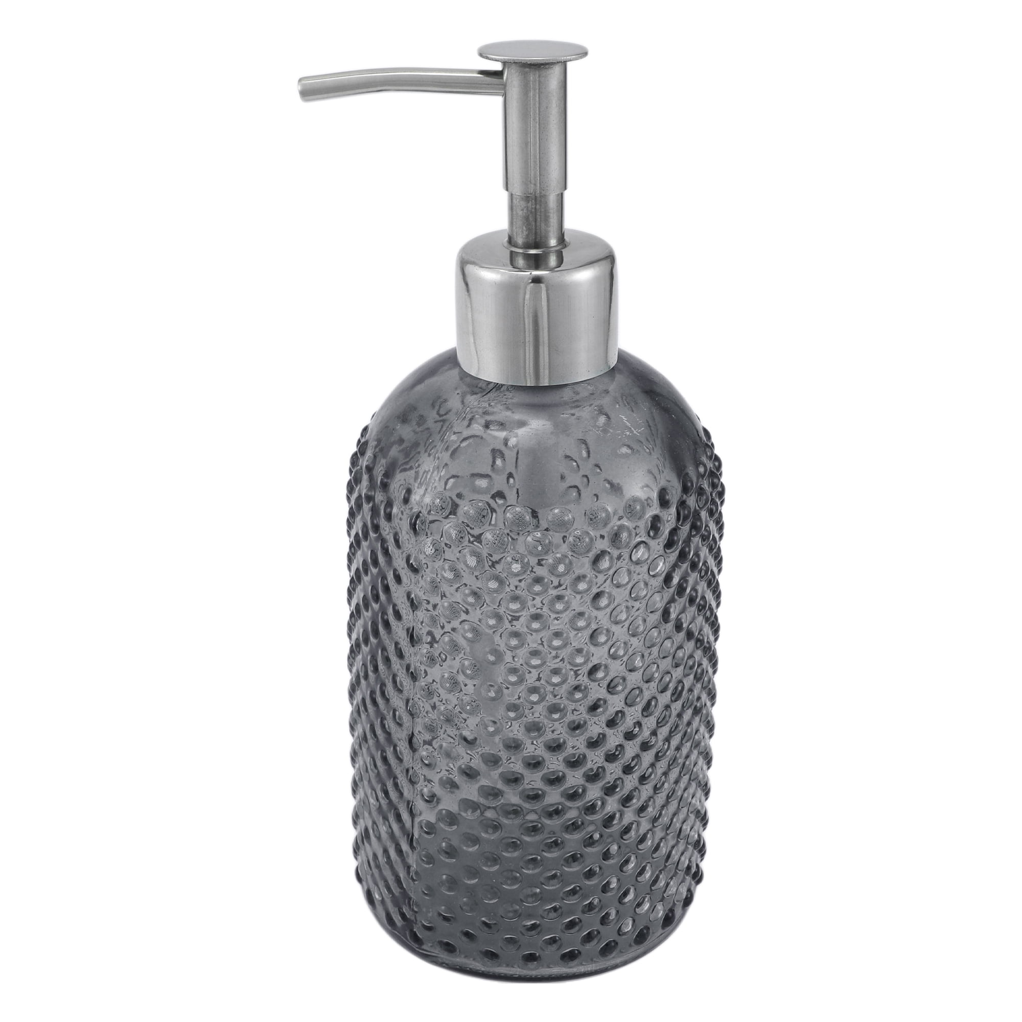 Unique Bargains 1 Pc Elegant Circle Raindrop Pattern Soap Pump Dispenser for Bathroom 13.52oz Gray Silver Tone