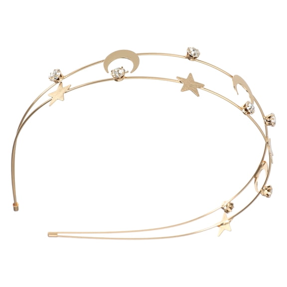 Unique Bargains 1 Pc Elegant Double Layer Moon Headband for Women for Girls 4.72" ID Gold Tone