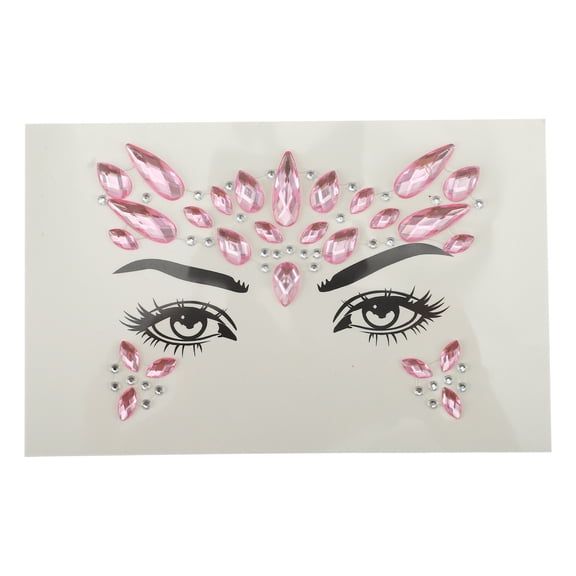 Unique Bargains 1 Pc Elegant Face Rhinestone Stickers for Concert Pink