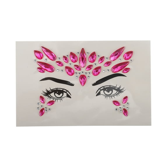 Unique Bargains 1 Pc Elegant Face Rhinestone Stickers for Concert Rose Pink