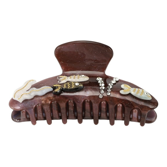 Unique Bargains 1 Pc Elegant Fish Hair Clips Hairdo Clips for Women 4.06"x1.81"x2.20" Brown