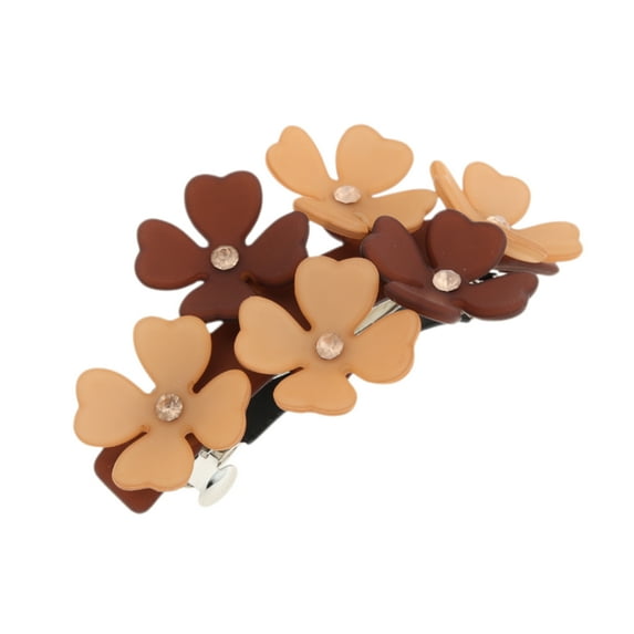 Unique Bargains 1 Pc Elegant Four-leaf Clovers Hair Clips for Home Coffee Color