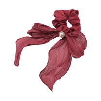 Unique Bargains 1 Pc Elegant Hair Scarf Scrunchies Hair Ties Wine Red